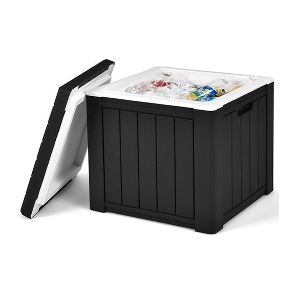 10 Gallon 4-in-1 Cooler, Portable Ice Chest with Built-in Handle, Multifunctional Ice Cooler, Cocktail Side Table, Patio Bar Table, Outdoor Stool for Camping, Fishing, Picnic (Black)
