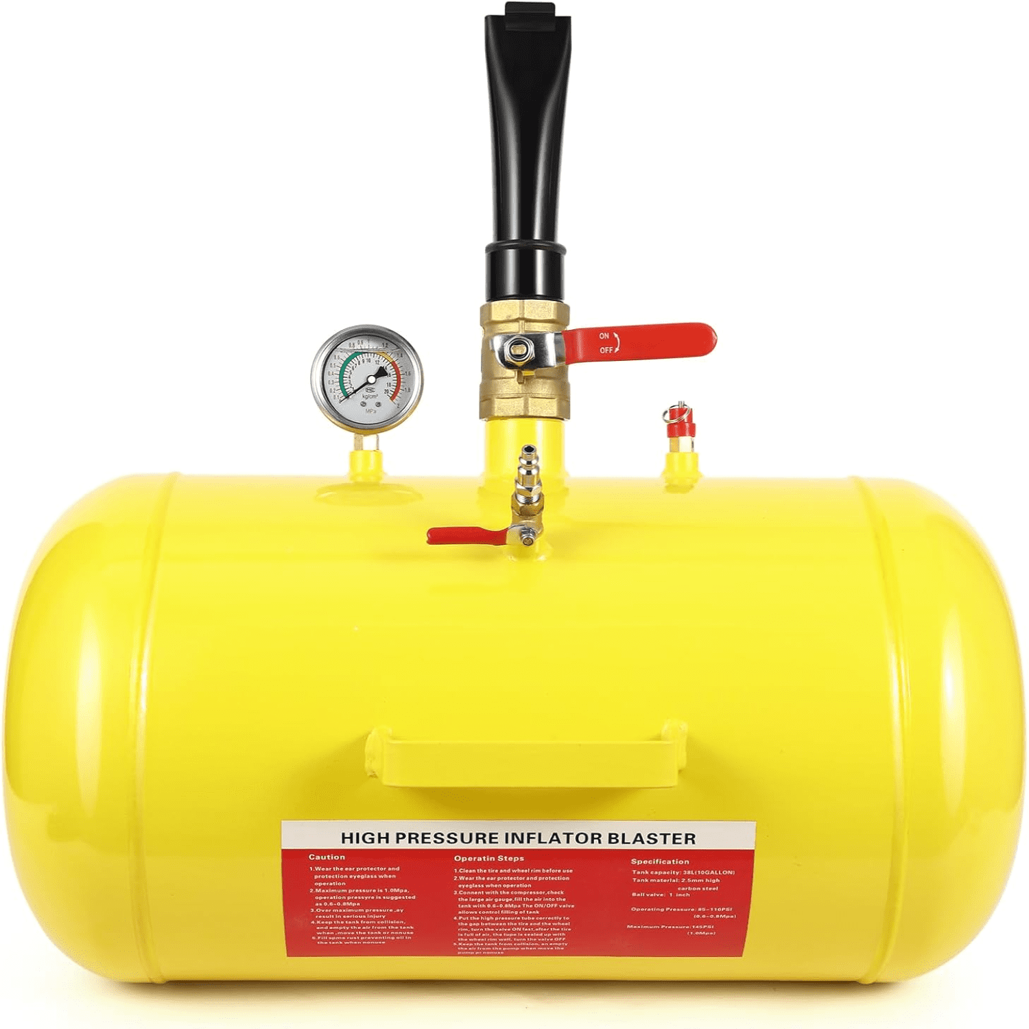 10 Gallon Air Tire Bead Seater 145PSI Blaster Tool Seating Inflator  with Pressure Gauge & Handle for Car Truck ATV Tank