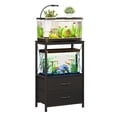 thumbnail image 1 of 10 Gallon Aquarium Stand with 2 Drawers, 2-Tier Fish Tank Stand with Storage Shelf, Heavy Duty Metal Frame Reptile Turtle Tank Stand, 20.5" L x 11.8" W x 31.5" H, Black, 1 of 7