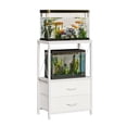 thumbnail image 1 of 10 Gallon Aquarium Stand with 2 Drawers, 2-Tier Fish Tank Stand with Storage Shelf, Heavy Duty Metal Frame Reptile Turtle Tank Stand, 20.5" L x 11.8" W x 31.5" H, White, 1 of 7