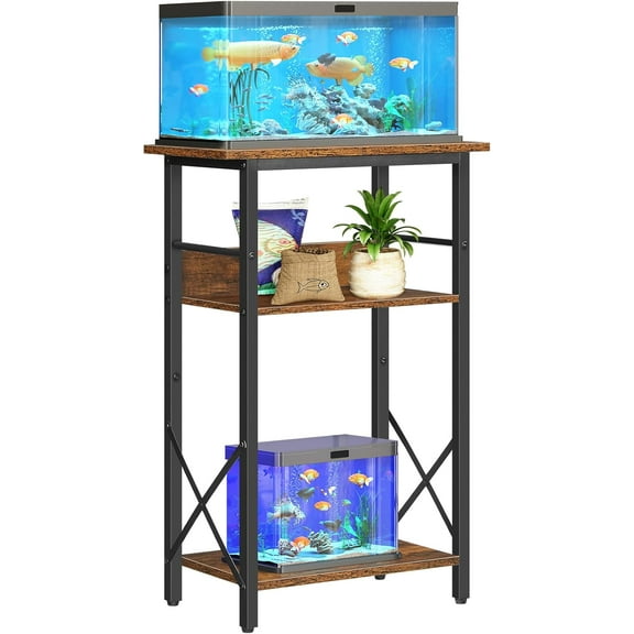 10 Gallon Aquarium Stand, 3-Tier Fish Tank Stand with Storage, Reptile Turtle Tank Stand with Metal Frame