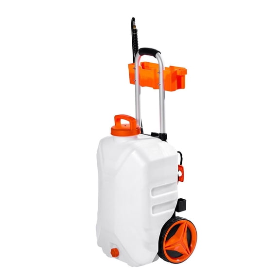 10 Gallon Battery Powered Sprayer, Electric Weed Sprayer with Cart & Wheels, 80 PSI Adjustable, 98ft Hose, 5 Nozzles - Yard Sprayer for Weeding & Cleaning