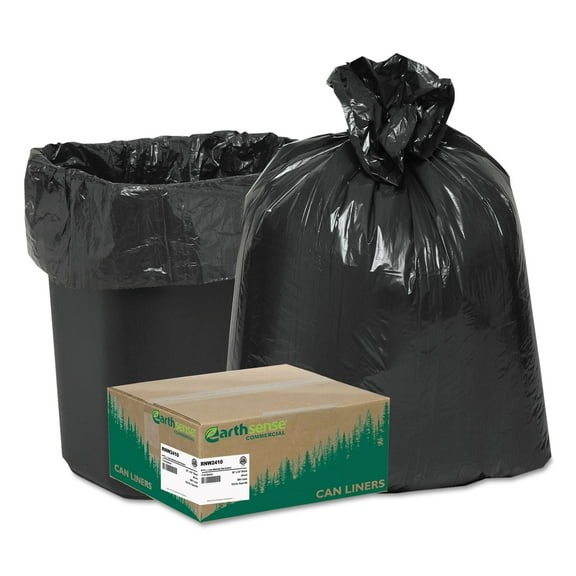 24 in. x 23 in. 10-Gallon 0.85 mil. Linear Low Density Recycled Can Liners - Black (500/Carton)