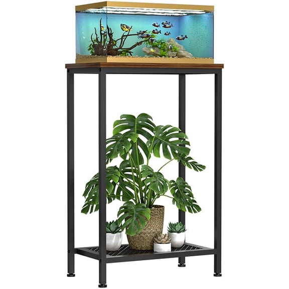 10 Gallon Fish Tank Stand, 2-Tier Small Aquarium Stand, Metal Reptile Breeder Turtle Terrarium Stand Rack Plant Stand for Home Office, Load 350lbs, 20.86" L x 11.81" W x 32.08" H, Black