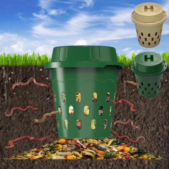 10 Gallon, Green Durable Outdoor Organic Compost Bucket, Garden Worm Composting Tumbler For Kitchen Food Waste Recycling For Outdoor Yard And Home Gardening