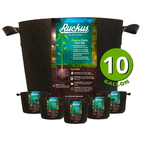 10 Gallon Heavy Duty and Reusable Fabric Grow Bags, Thickened Non-Woven Fabric Plant Pots (5-Pack)