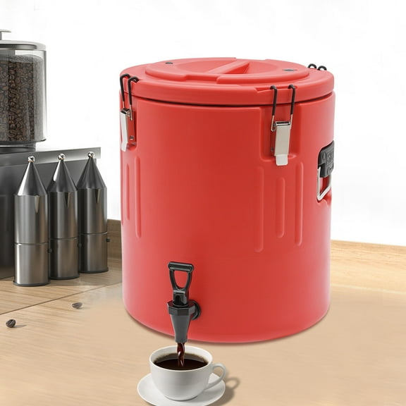 10 Gallon Insulated Beverage Dispenser, Portable Ice and Hot Drink Container 304 Stainless Steel Insulated Bucket with Flat Seat Lid Beverage Insulated Cooler for Camping Party Sports (10Gal 40L)