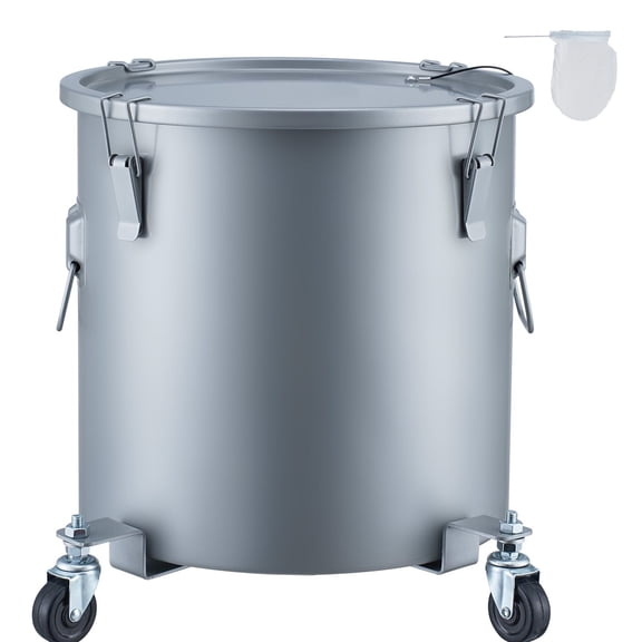 10 Gallon Oil Disposal Caddy with Lid,Rust-Proof Grease Bucket for Hot Cooking Oil,Portable Fryer Grease Container with Lock Clips and Filter Bag,Gray