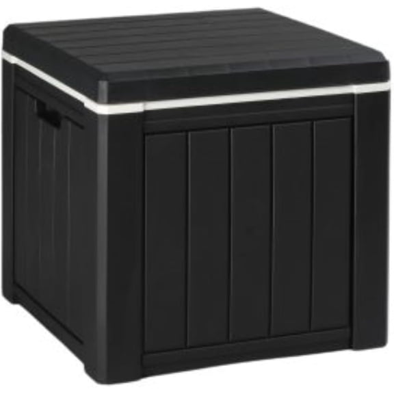10 Gallon Outdoor Deck Box, Outdoor Patio Deck Box with Built-in Handles, All-Weather Square Storage Container for Garden, Poolside & Balcony (Black)