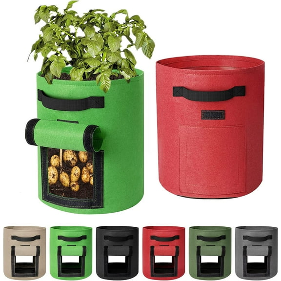 10 Gallon Potato Grow Bags, 6 Pack Fabric Planting Bags with Flap and Handles, Heavy Duty Thick Pots for Sweet Potato Plant, Labels Included