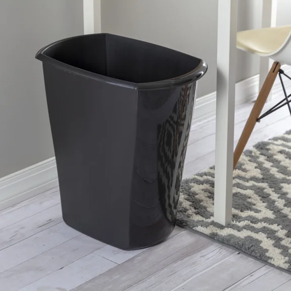 10 Gallon Rectangular Trash Can Plastic Kitchen Garbage Bin Open Wastebasket
