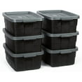 thumbnail image 1 of 10 Gallon Storage Totes Rubbermaid, Pack of 6, Durable Stackable Storage Containers with Lids, Nestable Plastic Storage Bins for Crafting Supplies, Moving Boxes, Toy Storage, Black and Grey, 1 of 6