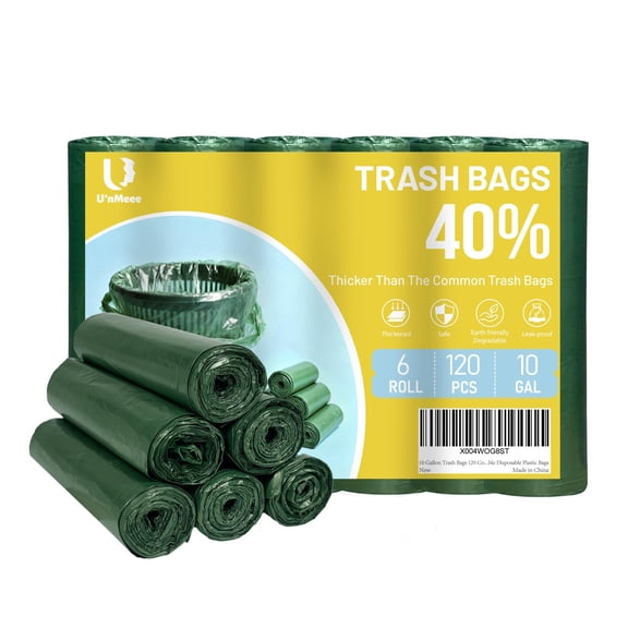 10 Gallon Trash Bags 120 Counts Extra Strong Tall Garbage Bags, Biodegradable Wastebasket Liners for Kitchen Bathroom Office Home, Durable Disposable Plastic Bags