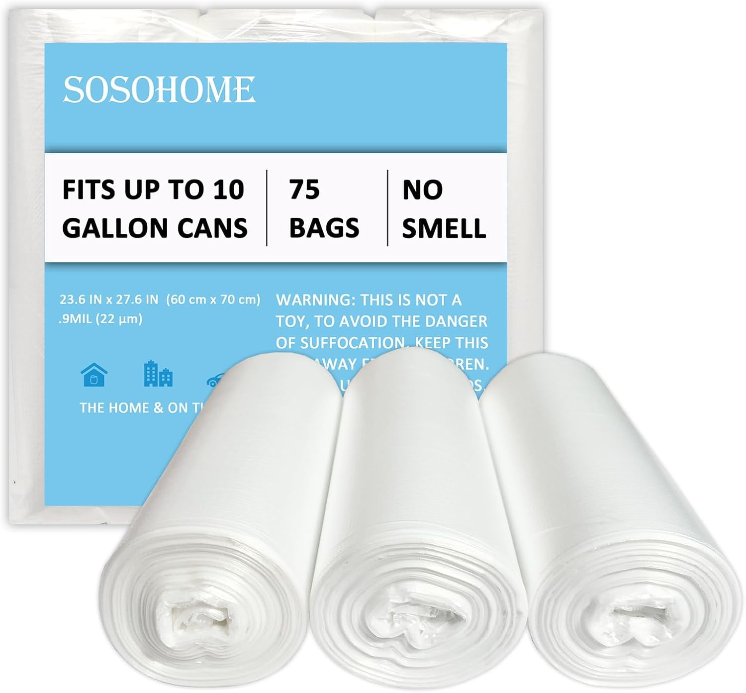 10 Gallon Trash Bags - 22 Micron Ultra Strong Clear Garbage Bags Trash ...