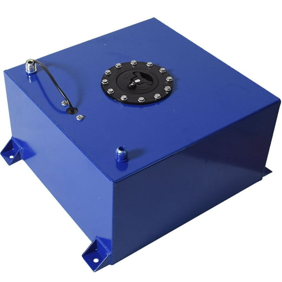 10 Gallon Universal Fuel Cell Gas Tank Aluminum Polished Race Street Drift Strip Fuel Cell Tank with Level Sender Blue