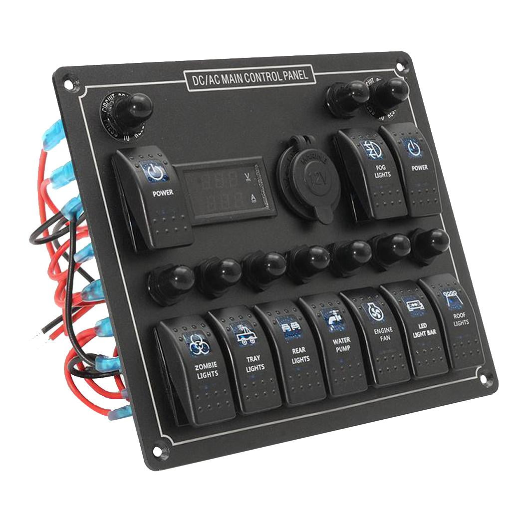 10 Gang Boat Rocker Switch Panel for RV Marine Car