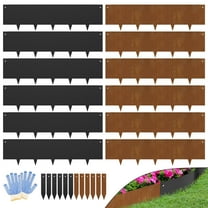 10" Garden Borders for Landscaping DIY Lawn Edging Corten Steel Metal Stakes Flower Bed Divider Borders Decorative Grass Plant Yard Edge Strips Outdoor Decorative No Dig Hammer-in, Black
