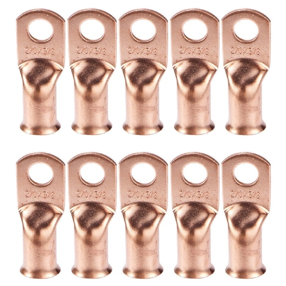 10 Gauge 2/0 3/8" Battery Cable Ends Lugs Copper Ring Terminals Wire Connector