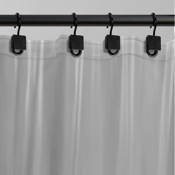 Moorefield 10-Gauge, 72" x 72" Black Large Metal Grommets Weighted Magnetic Hem PEVA Shower Liner, Quick-Dry, Clear