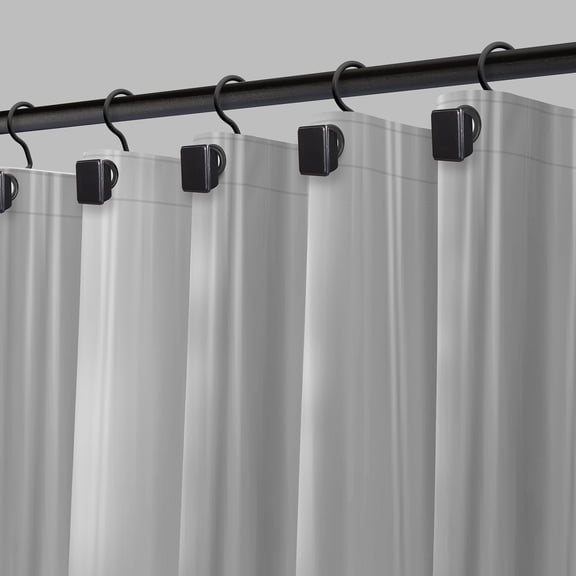 Moorefield 10-Gauge, 72" x 72" Clear, Black Large Metal Grommets Weighted Magnetic Hem PEVA Shower Liner, Quick-Dry