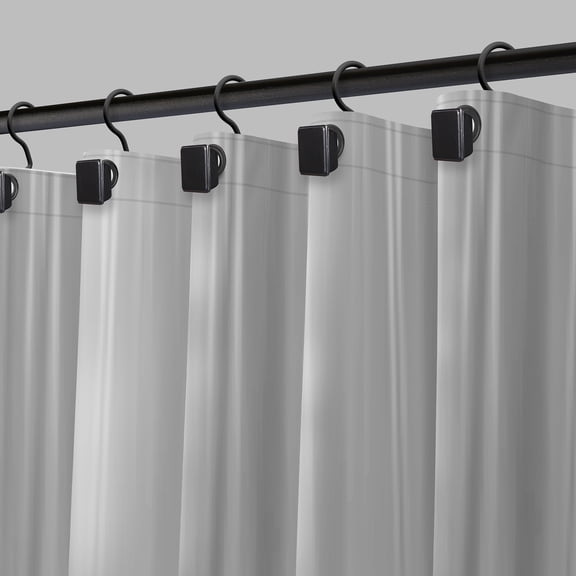 Moorefield 10-Gauge, 72" x 72" Black Large Metal Grommets Weighted Magnetic Hem PEVA Shower Liner, Quick-Dry, Clear