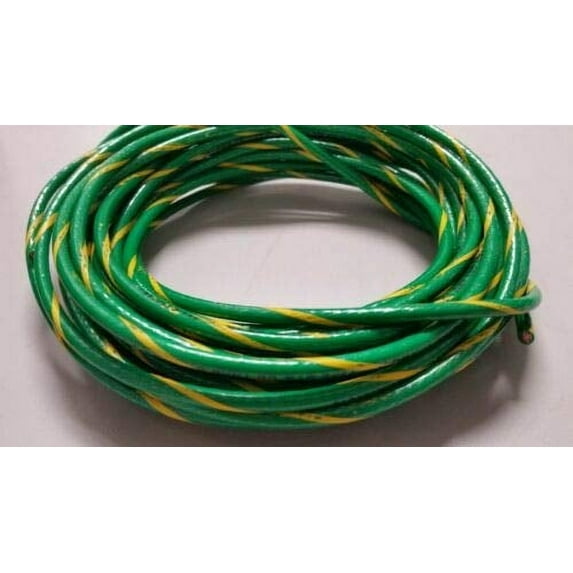 10 Gauge Ground Wire THHN Wire Green Yellow 50 FEET THWN-2 600V Copper Stranded Cables Electronic Stranded Wire Cable Electrics DIY