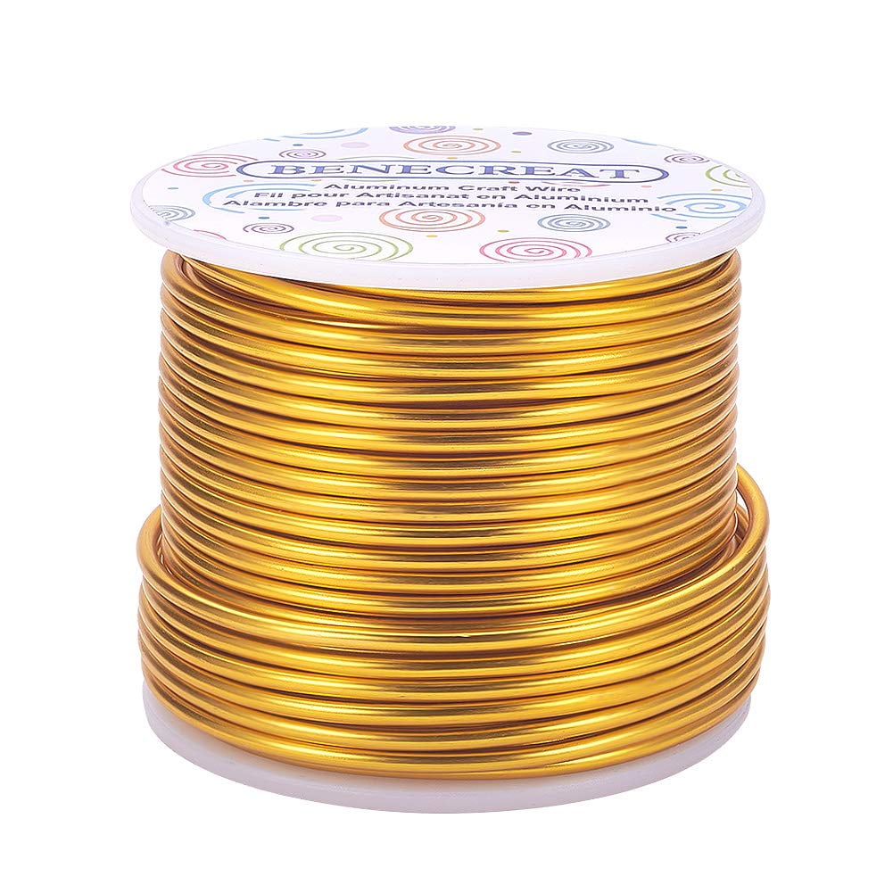 10 Gauge Jewelry Craft Aluminum Wire 80 Feet Bendable Metal Sculpting Wire for Craft Floral Model Making (Gold 2.5mm)