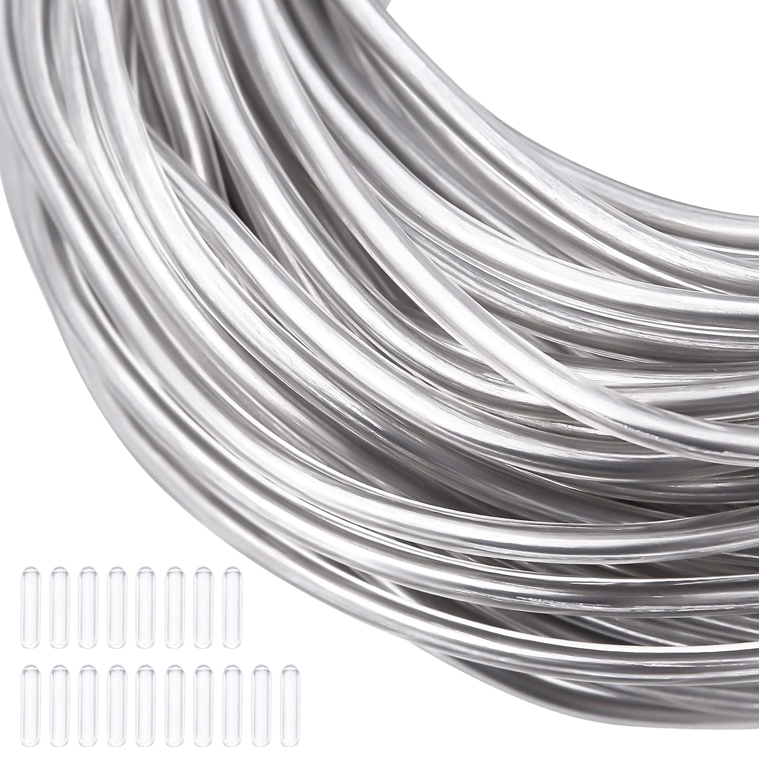 10 Gauge Plastic Covered Aluminum Wire with 20 Caps 82FT Silver DIY ...