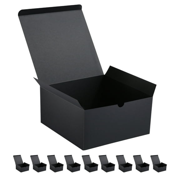 10 Gift Boxes with Lids, Black Gift Boxes Bulks for Wedding, Party, Birthday, 8x8x4 inches