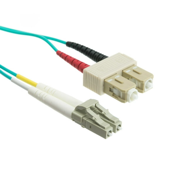 10 Gigabit Aqua Fiber Optic Cable, Lc - Sc, Multimode, Duplex 50,125 - 1 Meter (3.3 Foot)