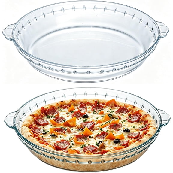 10" Glass Pie Plates - 2 Pack Deep Pie Pan for Baking, Glass Baking Dish Set with Handles for Baking and Serving, Non-stick & Dishwasher Safe