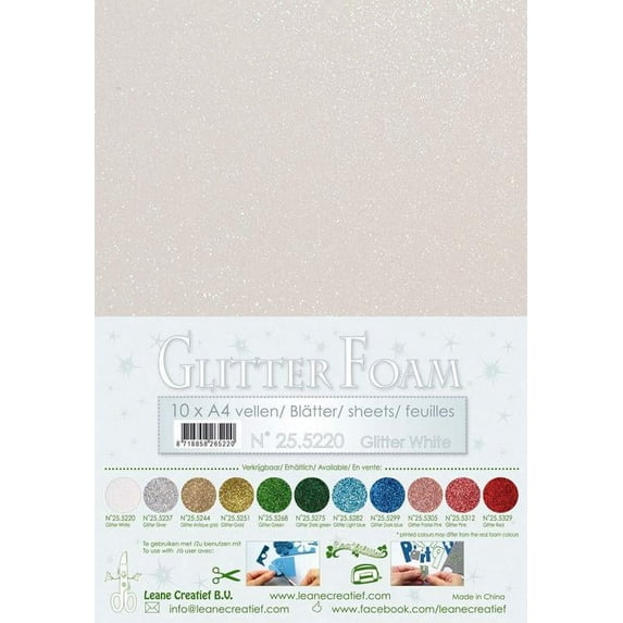 Leane Creatief 10 Glitter Foam Sheets A4 - Dark Green