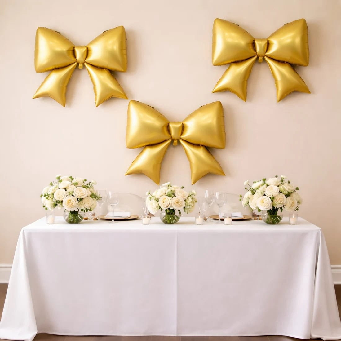10 Gold 29x27 in Matte Giant Bow Mylar Foil Balloons Wedding Party Event Decorations