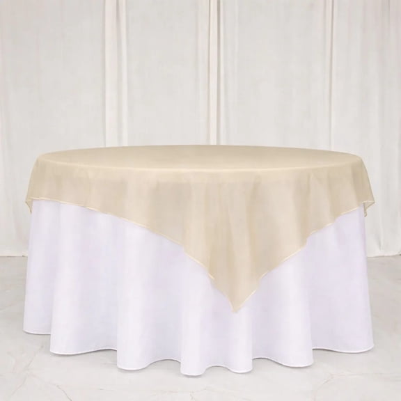 10 Gold 72x72 Inch Sheer Organza Table Overlays for Wedding Party Decorations