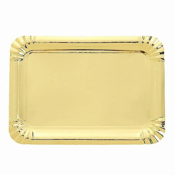 10 Gold 9" Rectangle Paper Serving Trays Scalloped Design Party Home Decorations