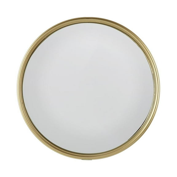 HomeRoots 485069 10 in. Gold Round Iron Textured Framed Accent Mirror