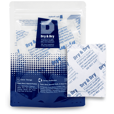 10 Gram [10 Packs] "Dry & Dry" Premium Silica Gel Packets Desiccant Dehumidifiers - Rechargeable Fabric