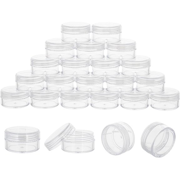 10 Gram 20 Count Sample Containers, Small Plastic Containers with Lids, Empty Jars Labels and Mini Disposable Spatulas(Clear Lid)