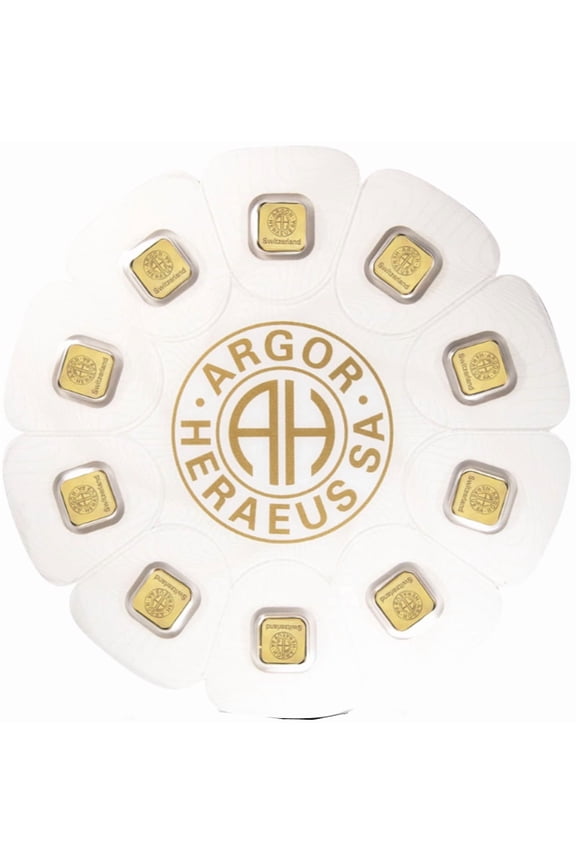 10 Gram Gold Argor Heraeus Goldseed Bars 10 x 1 g .9999 Fine Gold - In Assay