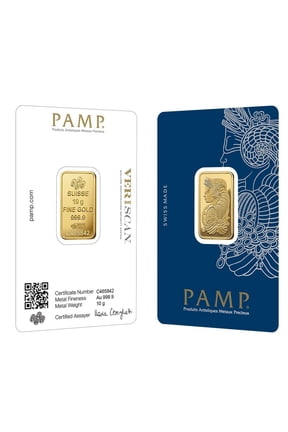 10 Gram Gold Bar PAMP Suisse Lady Fortuna Veriscan .9999 Fine (in Assay)