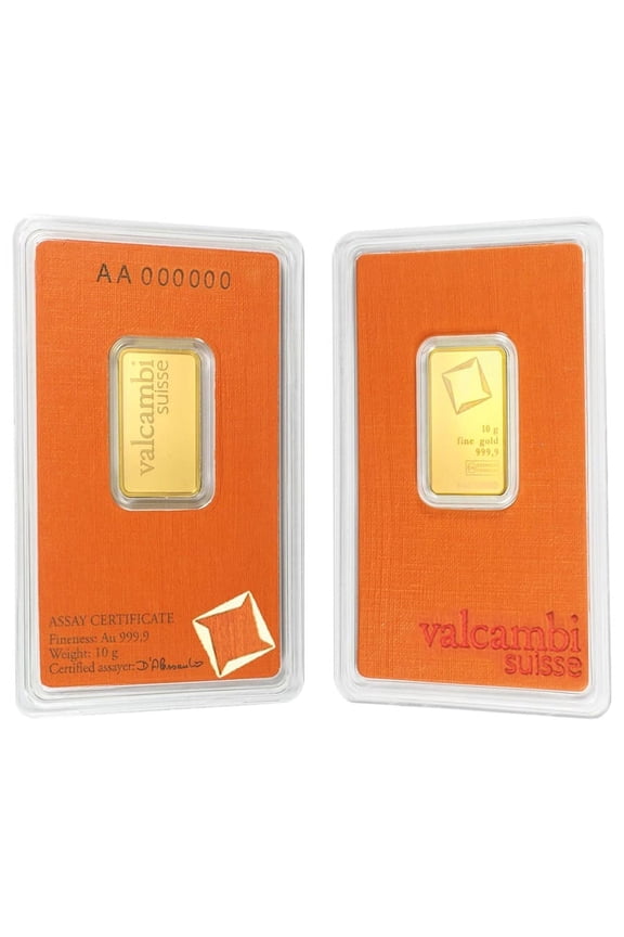 10 Gram Gold Bar Valcambi Suisse .9999 Fine (in Assay)