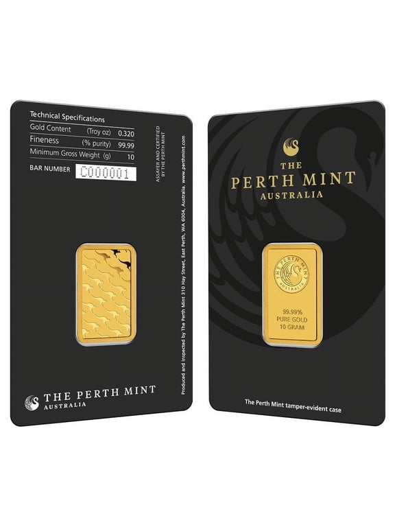 10 Gram Perth Mint Gold Bar .9999 Fine (in Assay)