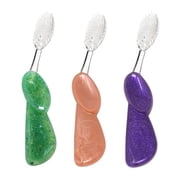 RADIUS Big Brush with Replaceable Head Toothbrush BPA Free & ADA Accepted Designed to Improve Gum Health & Reduce Gum Issues - Right Hand - Coral/Purple/Soda Pop - Pack of 3