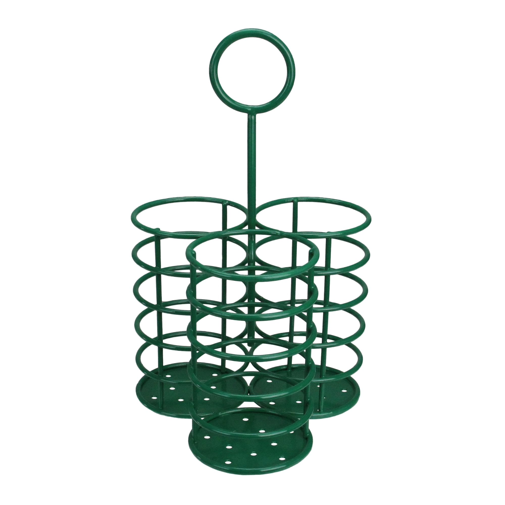 Green Metal 3-Slot Utensil Holder with Handle