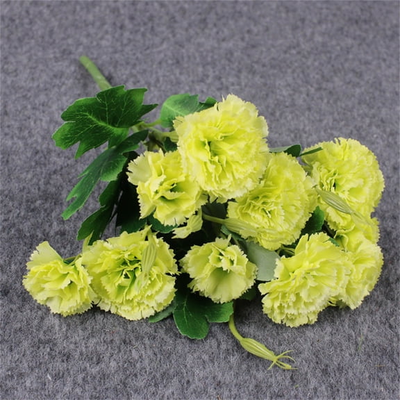 10 Green Artificial Carnations in Spring Colors by Dusknt 10 Head Artificial Silk Fowers Carnation Bunch Wedding Home Outdoor Size 30cm Available in 9 Colours Gift for Teacher's Day Mother's Day