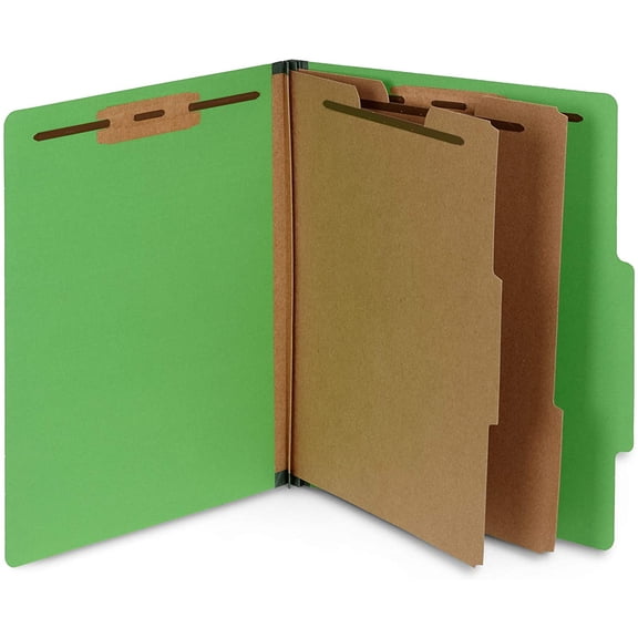 10 Green Classification Folders, 2 Divider, 2 Inch Expansions, Durable 2 Prongs Designed to Organize Standard Medical Files, Law Client Files, Office Reports, Letter Size, Green, 10 Pack