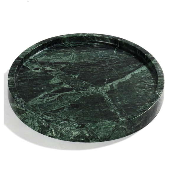10" Green Round Marble Serving Tray for Bathroom, Kitchen, Home Decor