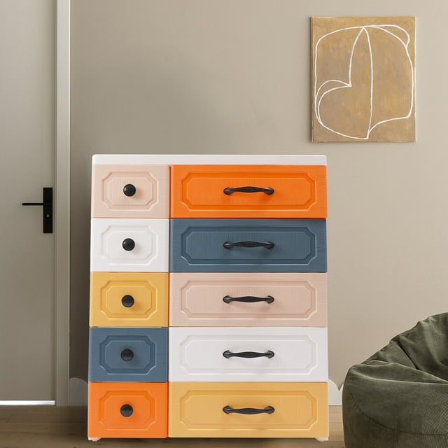 10Grid Plastic Chests of Drawers Dressers Storage Drawer Large Storage