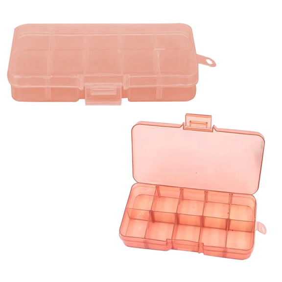 10 Grid Plastic Organizer Box with Dividers for Containers Jewelry, Nail Art, Fishing Tackle(Orange)
