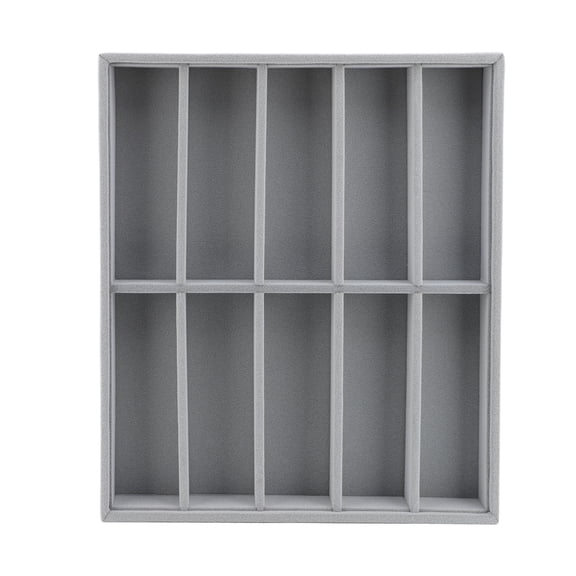 10 Grid Sunglasses Display Box Eyeglasses Storage Organizer Tray Gray Velvet
